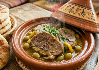 Tajine gigot d'agneau aux olives et citrons confits